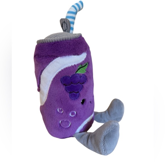 💜RESERVED💜 Grape Soda Pop Drink with Straw Plush Stuffed Animal 6” NWT - Picture 2 of 2
